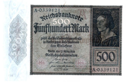 ALLEMAGNE /GERMANY / N° 73 Billet De 500 Mark Du 27.3.1922. Bleu Foncé Et Vert Olive. Portrait J. Mayer En Haut à Droite - 500 Mark