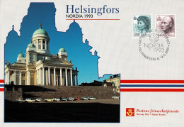 NORWAY 1993 PU102 HELSINGFORS NORDIA 1993 PHILATELIC EXHIBITION CARD - Maximumkarten (MC)