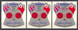 Tonga, 1977, Silver Jubilee Queen Elizabeth, Royal, Service Stamps, Self-Adhesives, MNH, Michel 153-155 - Tonga (1970-...)