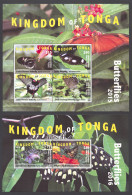 Tonga, 2015, Butterflies, Insects, Animals, MNH, Michel Block 95-96 - Tonga (1970-...)