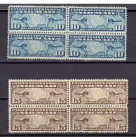 Etats Unis Poste Aerienne 1926 / 27 Yvert 7 / 8 ** Deux Blocs De Quatre Neufs Sans Charniere. - 1b. 1918-1940 Unused