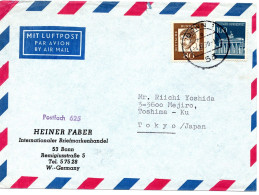 67656 - Bund - 1970 - 100Pfg Brandenburger Tor MiF A LpBf BONN -> Japan - Cartas & Documentos