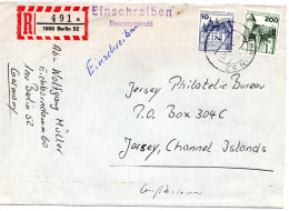 67659 - Berlin - 1977 - 200Pfg B&S MiF A R-Bf (dreiseitig Geoeffnet) BERLIN -> Jersey - Cartas & Documentos