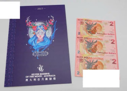 Australian Lunar Silver Reserve Triplet Commemorative Note 2 Yuan Chicken Year Zodiac Lunar Silver Commemorative Note UN - Collections, Lots & Series