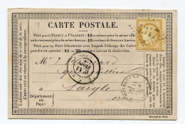 !!! CARTE PRECURSEUR TYPE CERES GC 4347 ET CACHET DE WOINCOURT DE 1876 - Cartes Précurseurs