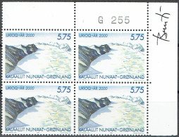 Greenland 1999.. Entering In The Year 2000. Michel  343 Plate Block.  MNH. Signed. - Blocks & Sheetlets