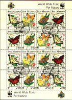 48391) SAN MARINO Animali Da Proteggere W.W.F. - Farfalle - 26 Maggio 1993FOGLIO INTERO  USATO - Used Stamps