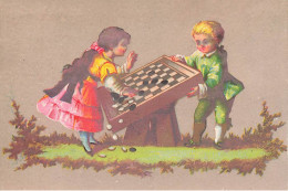 Jeux * Illustrateur * Le Jeu De Dames * Enfants * Chromo Ancien - Carte Da Gioco