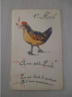 1ER AVRIL - S18887 - Peinte à La Main - A Ma Petite Poule - Paillettes - 1er Avril - Poisson D'avril