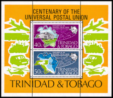 Trinidad And Tobago, 1974, UPU Centenary, Universal Postal Union, United Nations, MNH, Michel Block 12 - Trindad & Tobago (1962-...)