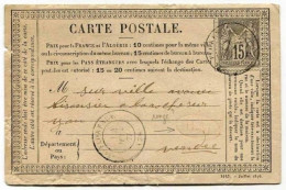 !!! CARTE PRECURSEUR TYPE SAGE OBLIT STE FLORENCE 1874 GRIFFE BM ROUGE - Cartes Précurseurs