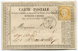 !!! CARTE PRECURSEUR CERES GC 3876 ET CACHET DE ST TROPEZ DE 1873 - Cartes Précurseurs