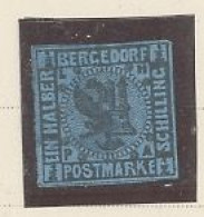 ALLEMAGNE -BERGEDORF -1861- N°2 : 1/2 S -NOIR  BLEU N* - Bergedorf