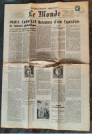FRANCE - Supplément Au Journal "Le Monde" Du 1er Juin 1949 - Encart Sur L'Expo Universelle PARIS CITEX - Très Rare - - Newspapers