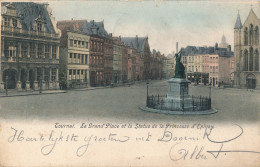 TOURNAI  LA GRAND'PLACE ET LA STATUE DE LA PRINCESSE D'EPINOY       2 SCANS - Doornik