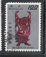 CHINA REPUBLIC CINA TAIWAN FORMOSA 1967 HANDICRAFT INDUSTRY HANDICRAFTS HOTEI WOOD CARVING 1$ USED USATO OBLITERE' - Gebraucht