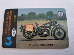 UNITED STATES AMERICA  / $20,-  MOTORCYCLE / 1941 MILITARY SCOUT  1500 EX   PREPAID MINT    ** 13848** - Amerivox