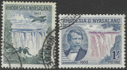 Rhodesia & Nyasaland. 1955 Centenary Of Discovery Of Victoria Falls. Used Complete Set. SG 16-17 - Rhodesia & Nyasaland (1954-1963)