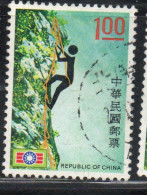 CHINA REPUBLIC CINA TAIWAN FORMOSA 1972 YOUTH CORPS EMBLEM MOUNTAIN CLIMBING 1$ USED USATO OBLITERE' - Used Stamps