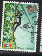 CHINA REPUBLIC CINA TAIWAN FORMOSA 1972 YOUTH CORPS EMBLEM MOUNTAIN CLIMBING 1$ USED USATO OBLITERE' - Used Stamps