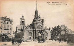 FRANCE - Paris - Eglise Saint-Laurent  - Style Gothique - Animé - Carte Postale Ancienne - Iglesias