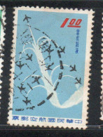 CHINA REPUBLIC CINA TAIWAN FORMOSA 1960 AIR POST MAIL AIRMAIL SABRE JETS BOMB BURST FORMATION 1$ USED USATO OBLITERE' - Poste Aérienne