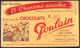 Buvard ( 21,5 X 12,5 Cm ) " Chocolats Poulain " ( Pliures, Rousseurs ) - Chocolat