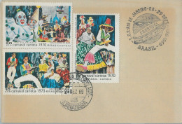 75993 - BRAZIL - Postal History - FDC Cover 1969 Carnival DANCE Music PIERROT - Carnaval