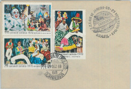 75995 - BRAZIL - Postal History - FDC Cover 1969 Carnival DANCE Music PIERROT - Carnevale