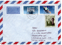 67683 - Bund - 1991 - Sport '85 2W MiF A LpBf KARLSRUHE -> Japan - Storia Postale