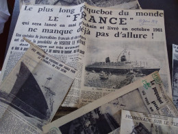 COUPURES DE PRESSE TOUT ETATS SUR LE PAQUEBOT  FRANCE ANNEE 1960 - Autres & Non Classés