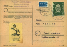 1950, 10 Und 20 Pf. Bachsiegel Portogerecht Als EF Auf Karte Bzw. Fernbrief - Brieven En Documenten