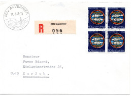 67692 - Schweiz - 1968 - 50Rp Pro Patria '68 田 A R-Bf AUVERNIER -> Zuerich - Storia Postale