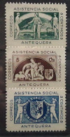 ESPANA Guerra Civil , 3 Timbres ANTEQUERA Malaga  Asistencia Social , Neuves * MH - Autres & Non Classés