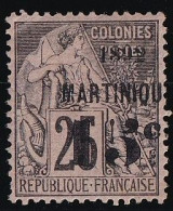 Martinique N°28 - Variété Surcharge Décalée - Neuf * Avec Charnière - TB - Unused Stamps