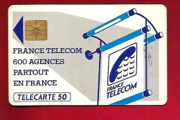 Télécarte 50 Unités France Télécom 600 Agences Partout En France - Puce Brillante - 600 Agences