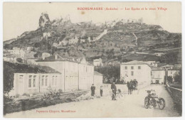 Cpa Ardèche - Rochemaure - Les Ecoles Et Le Vieux Village ( Moto ) - Rochemaure