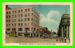 SHERBROOKE, QUÉBEC - RUE WELLINGTON & KING ST. WEST - VOITURE VERTE - CIRCULÉE EN 1952 - PUB. BY VALENTINE-BLACK CO LTD - Sherbrooke