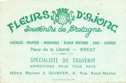 Brest * Fleurs D'Ajoncs Souvenir De Bretagne 6 Rue René Madec * Carte De Visite Ancienne Illustrée - Brest