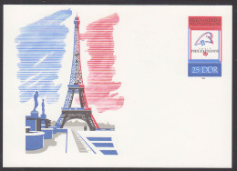 La Tour Eiffel Paris Eiffelturm Philexfrance 1989, DDR-Ganzsache Ungebraucht - Postales - Nuevos