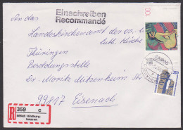 Hildburghausen R-Zettel In Neuer Form 1995 (nur Kurze Zeit Verwendet ) R-Brief  Mit 350 Pf. Externsteine - Etiquettes 'Recommandé' & 'Valeur Déclarée'