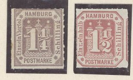 ALLEMAGNE -HAMBOURG -1866 -1866 -N°22 1 1/4 S LILAS N*  -N°23 1 1/2 S.ROSE N* - Hamburg