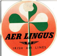 Alter Kofferaufkleber  AER LINGUS - Irish Airlines (rund) - Gummiert / Leicht Beschädigt - Autocollants