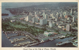 CARTOLINA  MIAMI,FLORIDA,STATI UNITI-AERIAL VIEW OF THE CITY OF MIAMI-VIAGGIATA 1964 - Miami