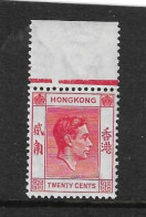 HONG KONG 1951 20c ROSE - RED SG 148a UNMOUNTED MINT Cat £28 - Ungebraucht