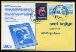 YUGOSLAVIA 1989 Red Cross Week 150 D. Tax Used On Commercial Postcard.  Michel ZZM 168 - Beneficenza