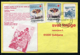 YUGOSLAVIA 1987 Commercial Postcard With Red Cross Week 10 And 20d Tax.  Michel ZZM128, 134 - Charity Issues