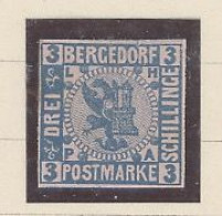 ALLEMAGNE -BERGEDORF -1861 -N°6 -3S-BLEU /ROSE N*- Mini Fente En Haut -ASPECT SUP - Bergedorf