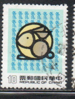 CHINA REPUBLIC CINA TAIWAN FORMOSA 1986 NEW YEAR OF THE RABBIT 1987 10$ USED USATO OBLITERE' - Usados