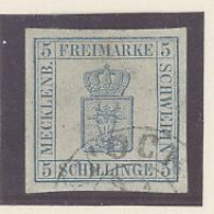 ALLEMAGNE -MECKLENBOURG -SCHWERIN -1856-N°3 -5S-BLEU-OBL-ETAT TTB - Mecklenburg-Schwerin